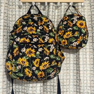 Vera Bradley Sunflower Pattern Backpack and Lunch Bag